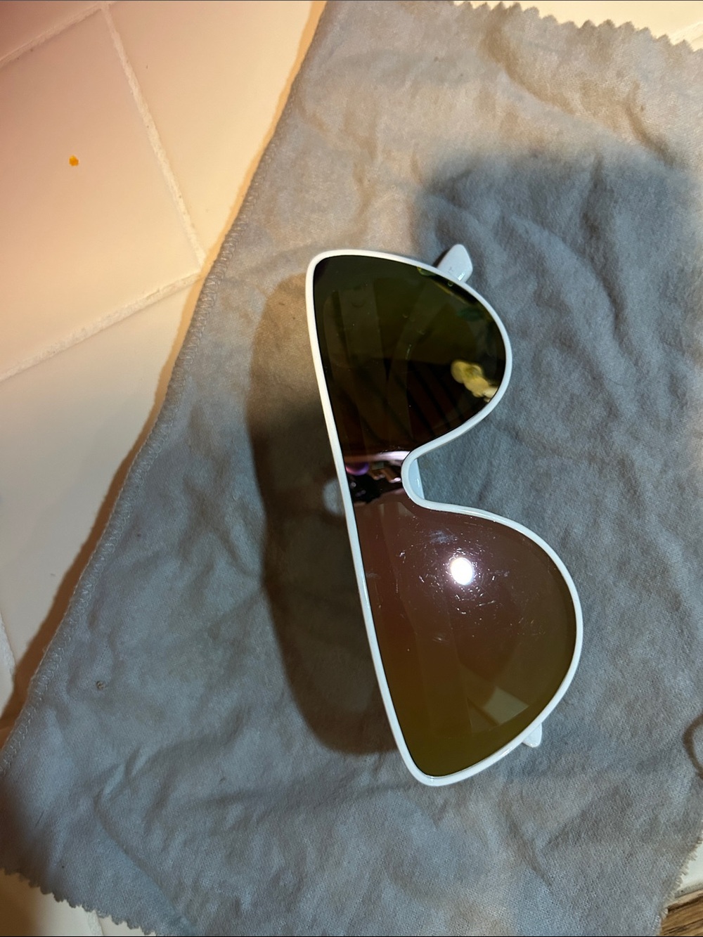 White Frame Men's Sunglasses with Mirrored Lenses